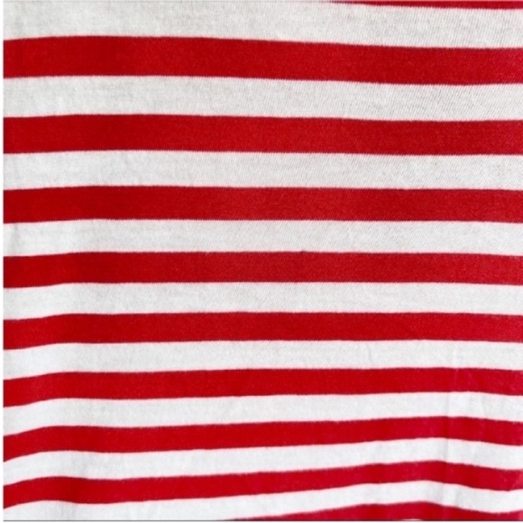 We the Free Avery tee red white striped v neck cotton - Picture 3 of 8